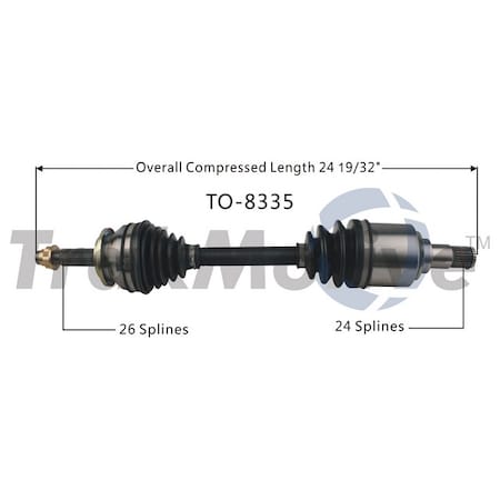 Surtrack Axle Cv Axle Shaft, To-8335 TO-8335